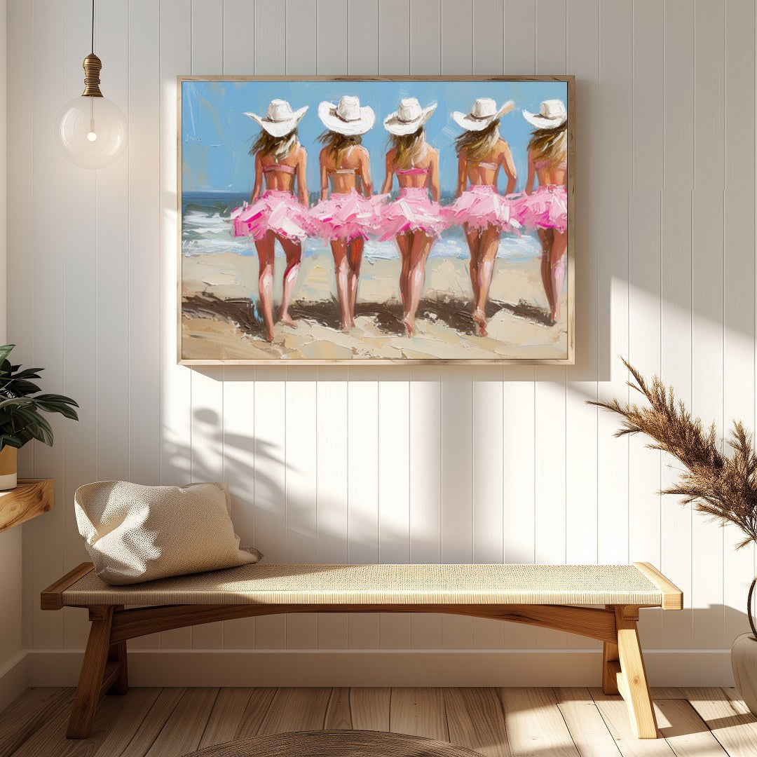 Celebrate the carefree essence of summer days with this vibrant artwork capturing five figures for Hallway