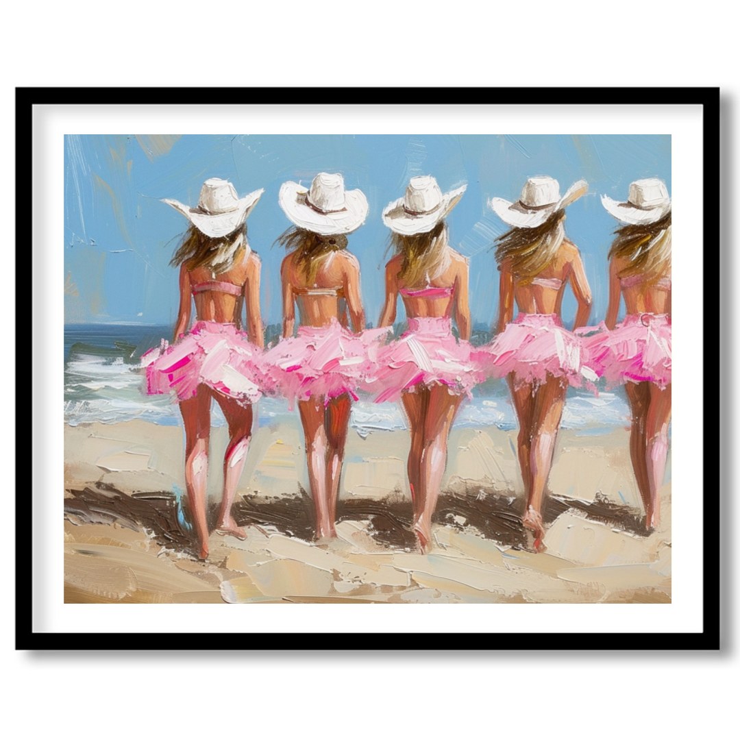 Celebrate the carefree essence of summer days with this vibrant artwork capturing five figures for office