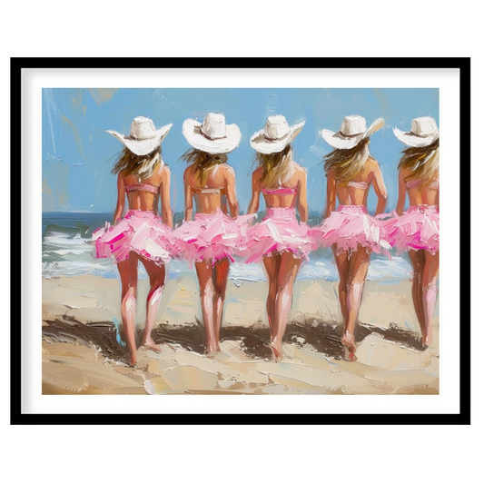 Celebrate the carefree essence of summer days with this vibrant artwork capturing five figures for office