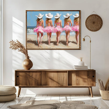 Celebrate the carefree essence of summer days with this vibrant artwork capturing five figures for Sitting Area