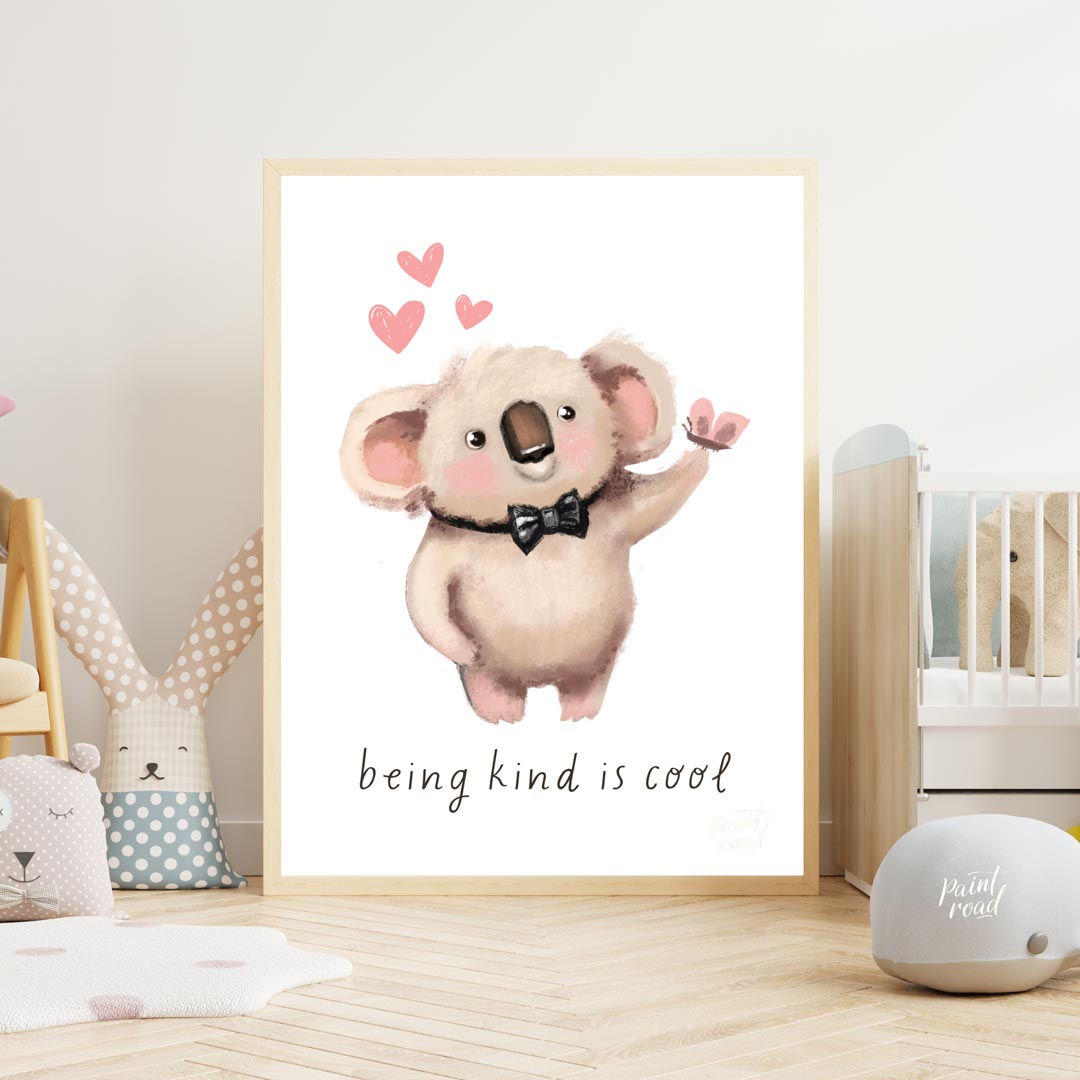 This heartwarming and adorable illustration features a fluffy koala, distinguished by its soft, lig… for nursery