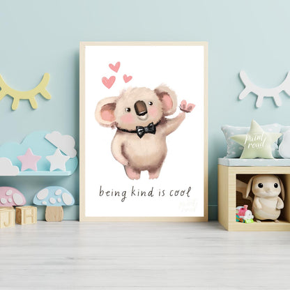 This heartwarming and adorable illustration features a fluffy koala, distinguished by its soft, lig… for nursery