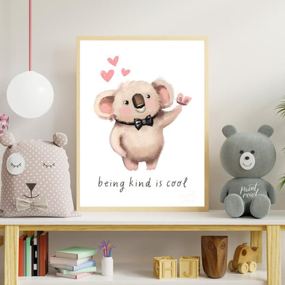 This heartwarming and adorable illustration features a fluffy koala, distinguished by its soft, lig… for nursery
