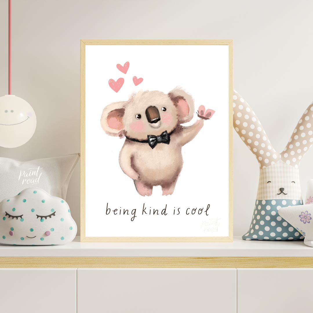 This heartwarming and adorable illustration features a fluffy koala, distinguished by its soft, lig… for nursery