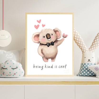 This heartwarming and adorable illustration features a fluffy koala, distinguished by its soft, lig… for nursery