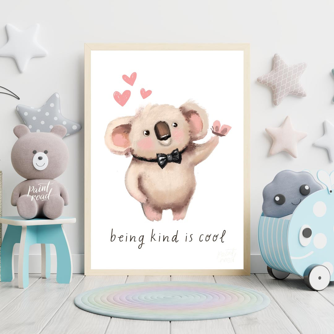 This heartwarming and adorable illustration features a fluffy koala, distinguished by its soft, lig… for nursery