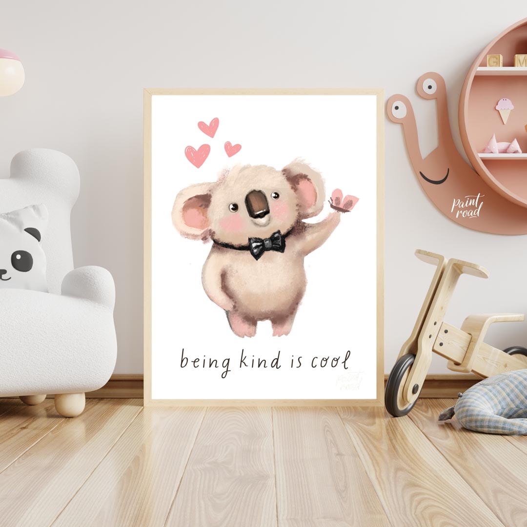 This heartwarming and adorable illustration features a fluffy koala, distinguished by its soft, lig… for nursery