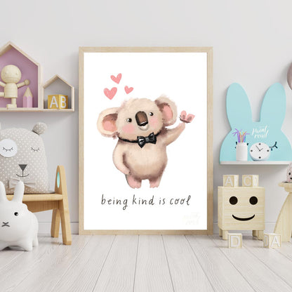 This heartwarming and adorable illustration features a fluffy koala, distinguished by its soft, lig… for nursery