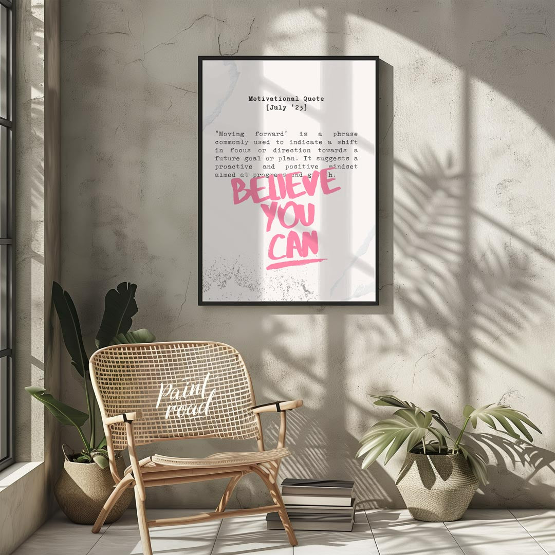 This empowering artwork features a motivational quote presented on a textured, light beige or off-w… for living room