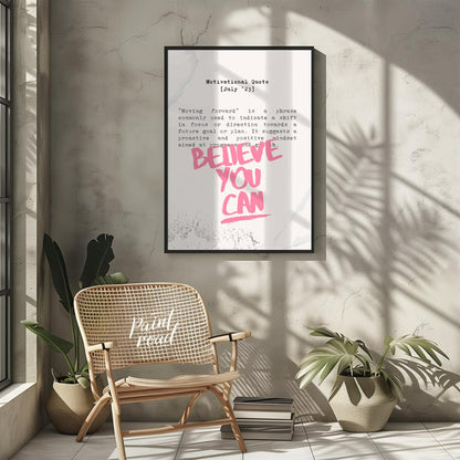 This empowering artwork features a motivational quote presented on a textured, light beige or off-w… for living room