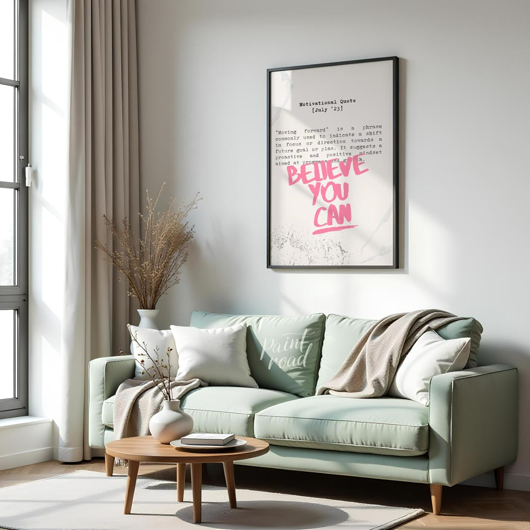 This empowering artwork features a motivational quote presented on a textured, light beige or off-w… for living room