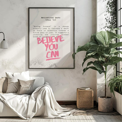 This empowering artwork features a motivational quote presented on a textured, light beige or off-w… for living room