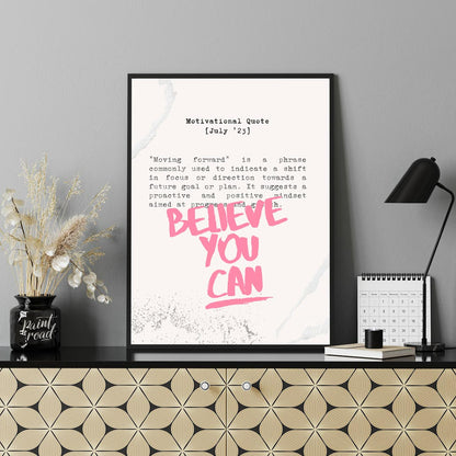 This empowering artwork features a motivational quote presented on a textured, light beige or off-w… for office