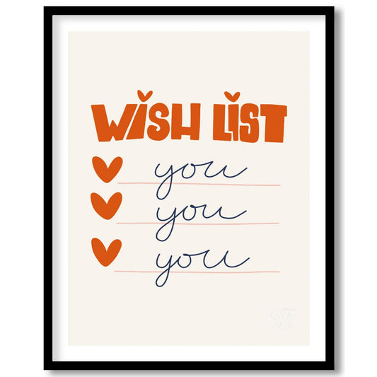 This endearing and playful illustration presents a “WISH LIST” with a uniquely romantic twist. The … for room