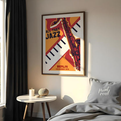 Capture the vibrant spirit of 1970s jazz with this bold and graphically dynamic art print, celebrat… for bedroom