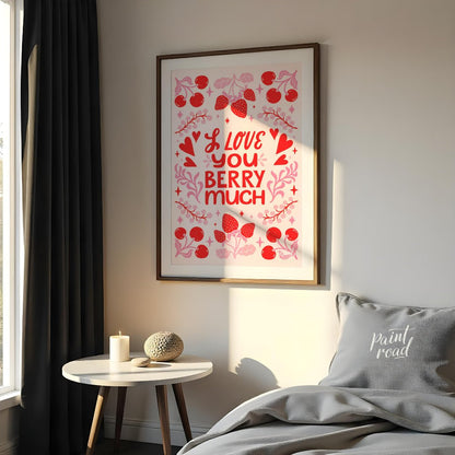 This charming digital illustration conveys a sweet message of affection with the phrase "I Love You… for bedroom
