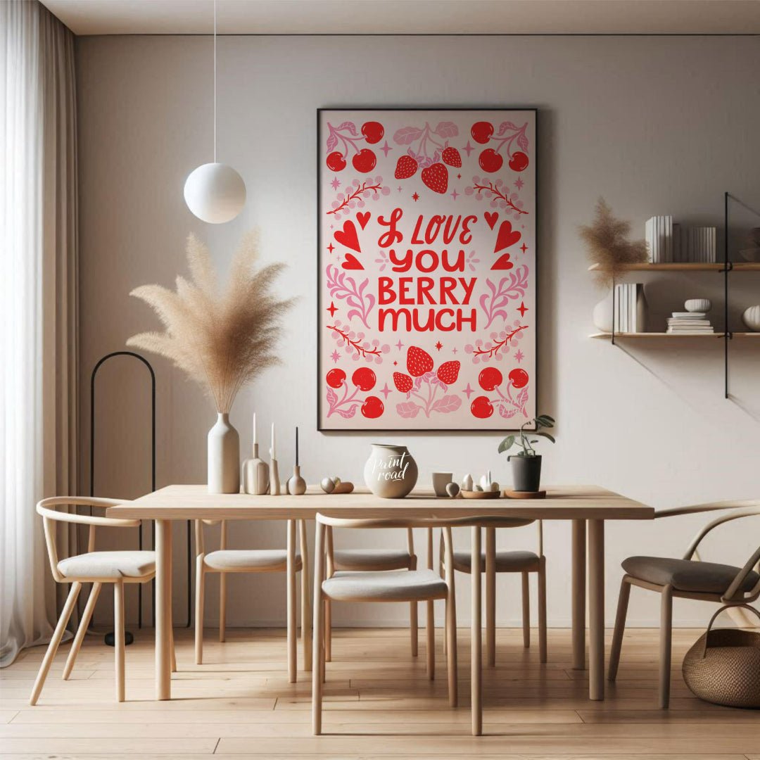This charming digital illustration conveys a sweet message of affection with the phrase "I Love You… for dining room