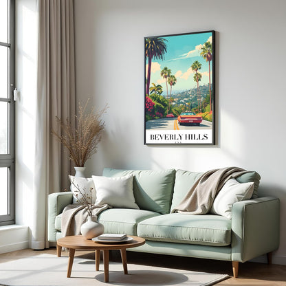 Capture the nostalgic allure of classic American road trips with this vibrant artwork featuring a for Hall