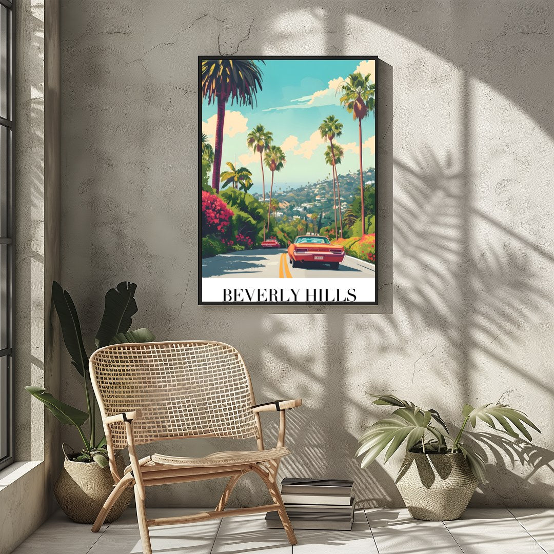 Capture the nostalgic allure of classic American road trips with this vibrant artwork featuring a for Sitting Area