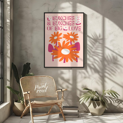 This charming digital illustration features two vibrant orange flowers with white centers, nestled … for other