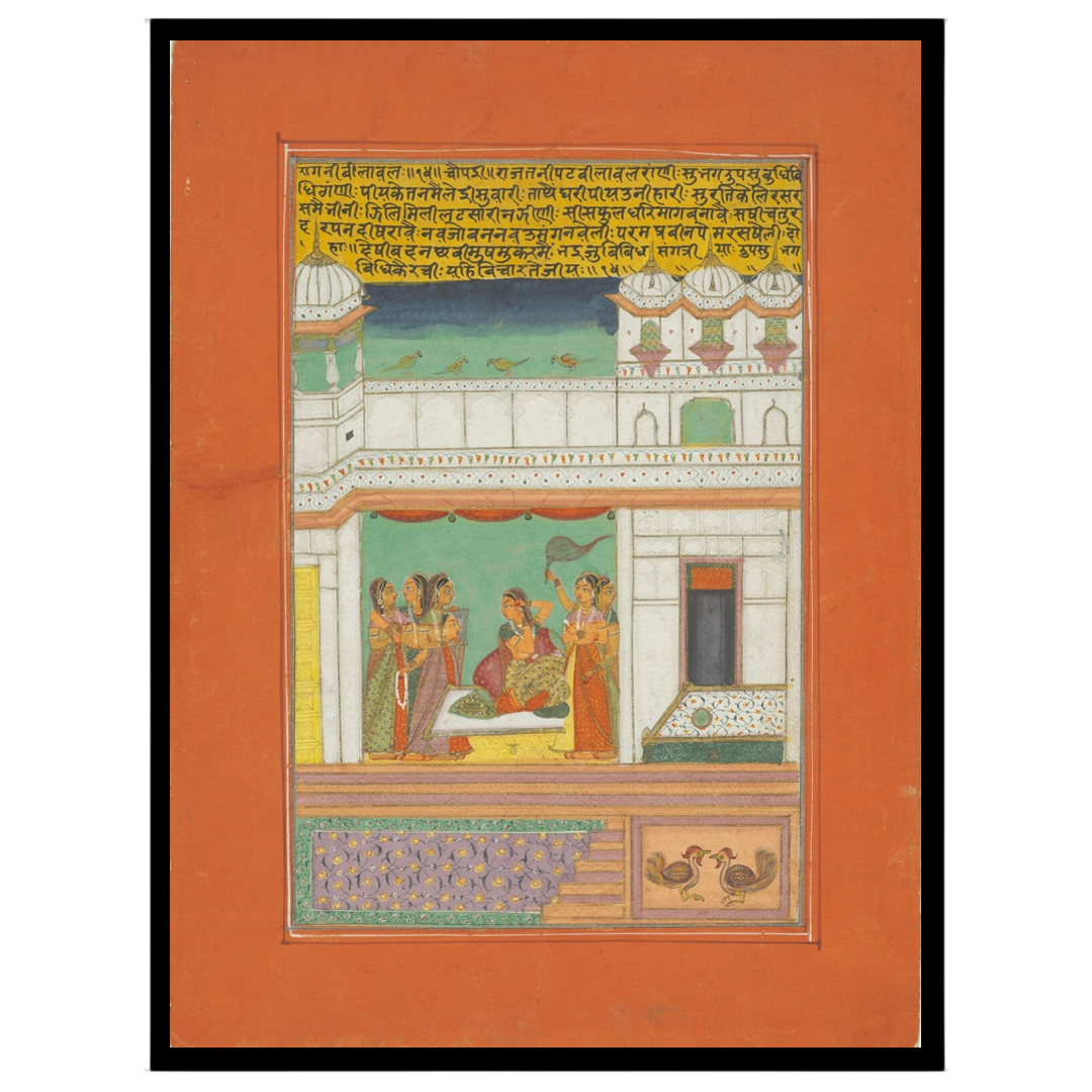 Experience the timeless charm of Indian miniature art with this captivating Ragamala piece. A for bedroom