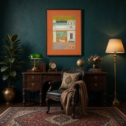 Experience the timeless charm of Indian miniature art with this captivating Ragamala piece. A for Study