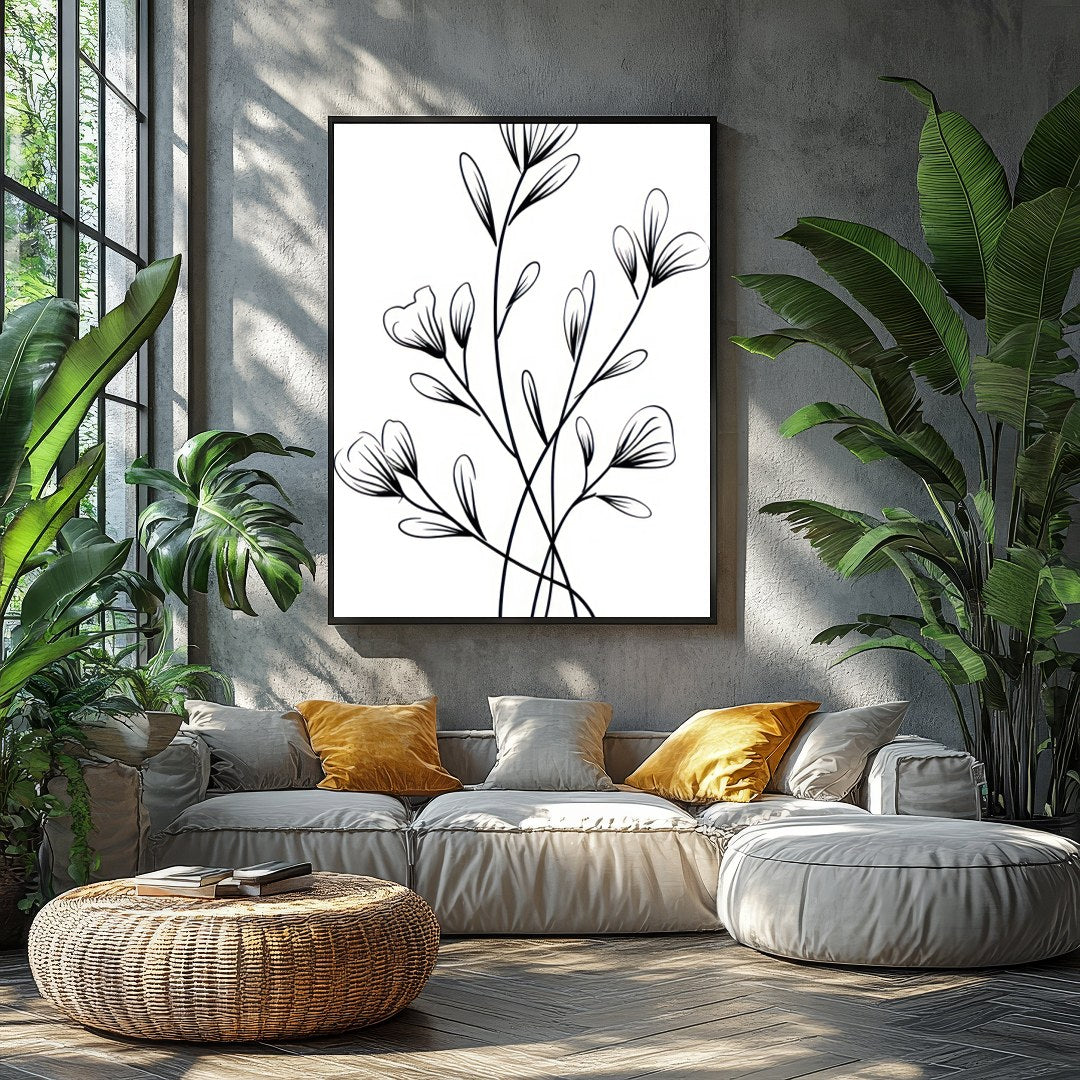 Embrace the simplicity and elegance of nature with this black and white botanical wall art. The for Balcony
