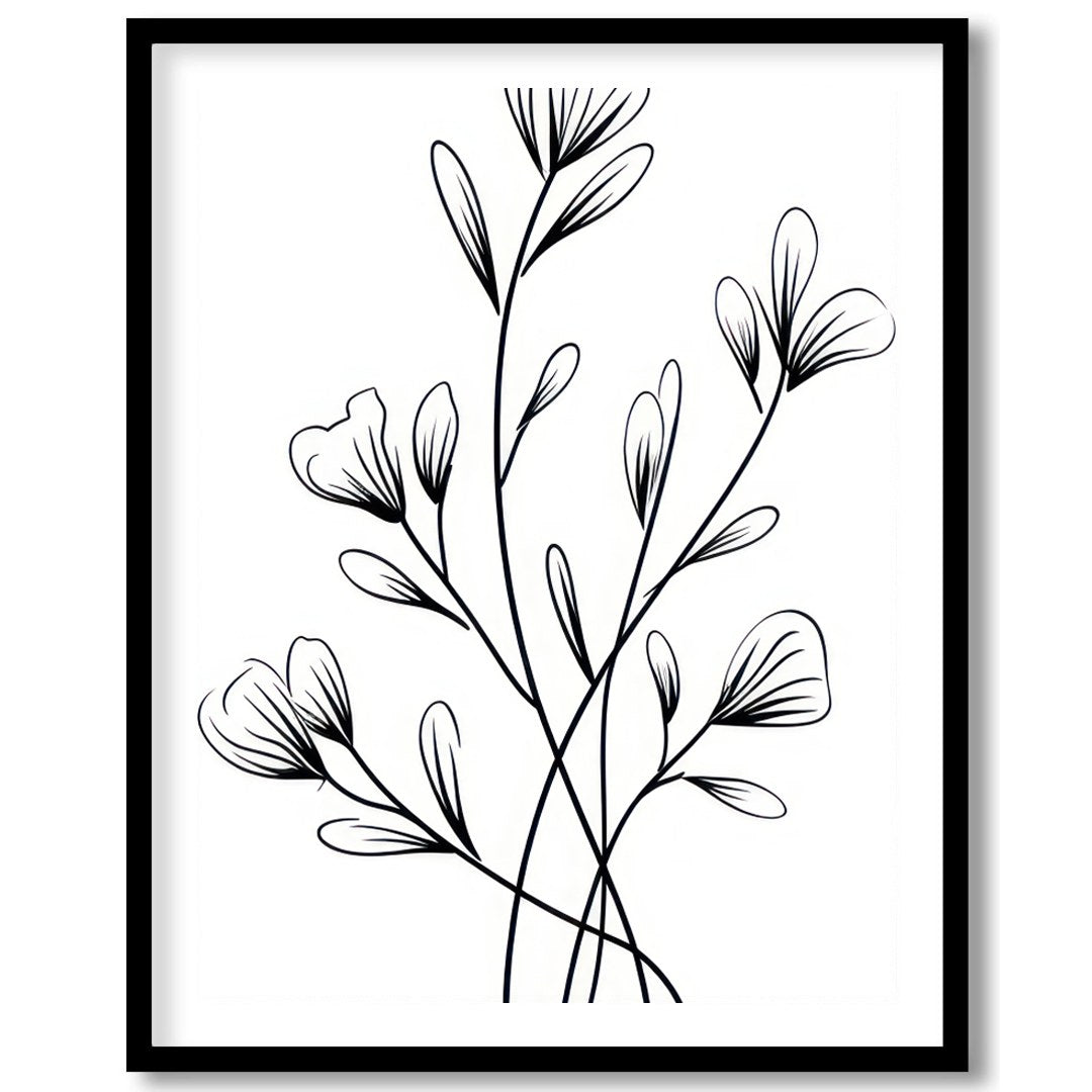 Embrace the simplicity and elegance of nature with this black and white botanical wall art. The for dwelling