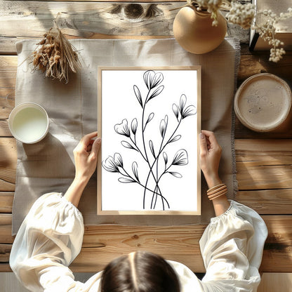 Embrace the simplicity and elegance of nature with this black and white botanical wall art. The for Kitchen