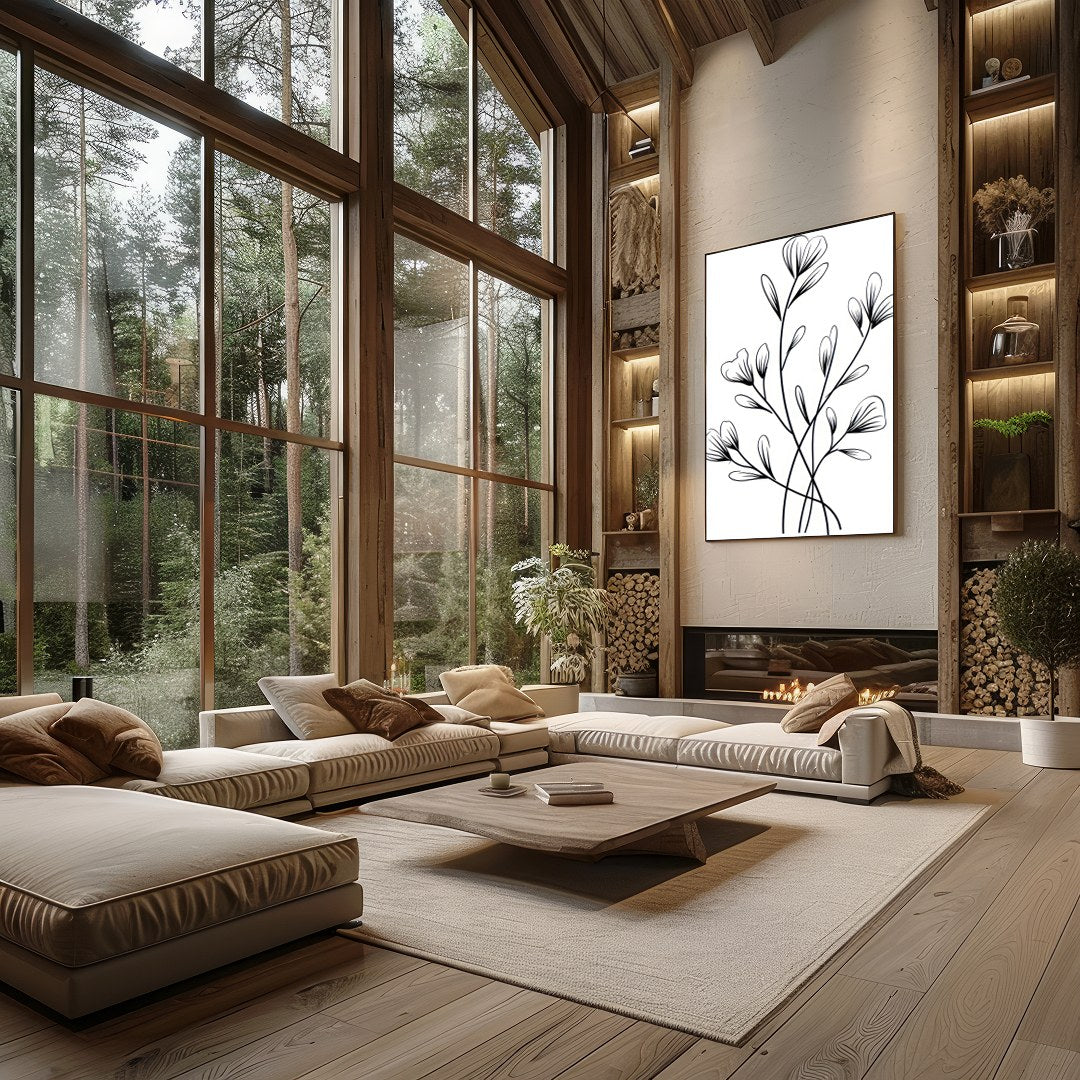 Embrace the simplicity and elegance of nature with this black and white botanical wall art. The for Living Room