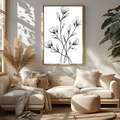 Embrace the simplicity and elegance of nature with this black and white botanical wall art. The for Sitting Area