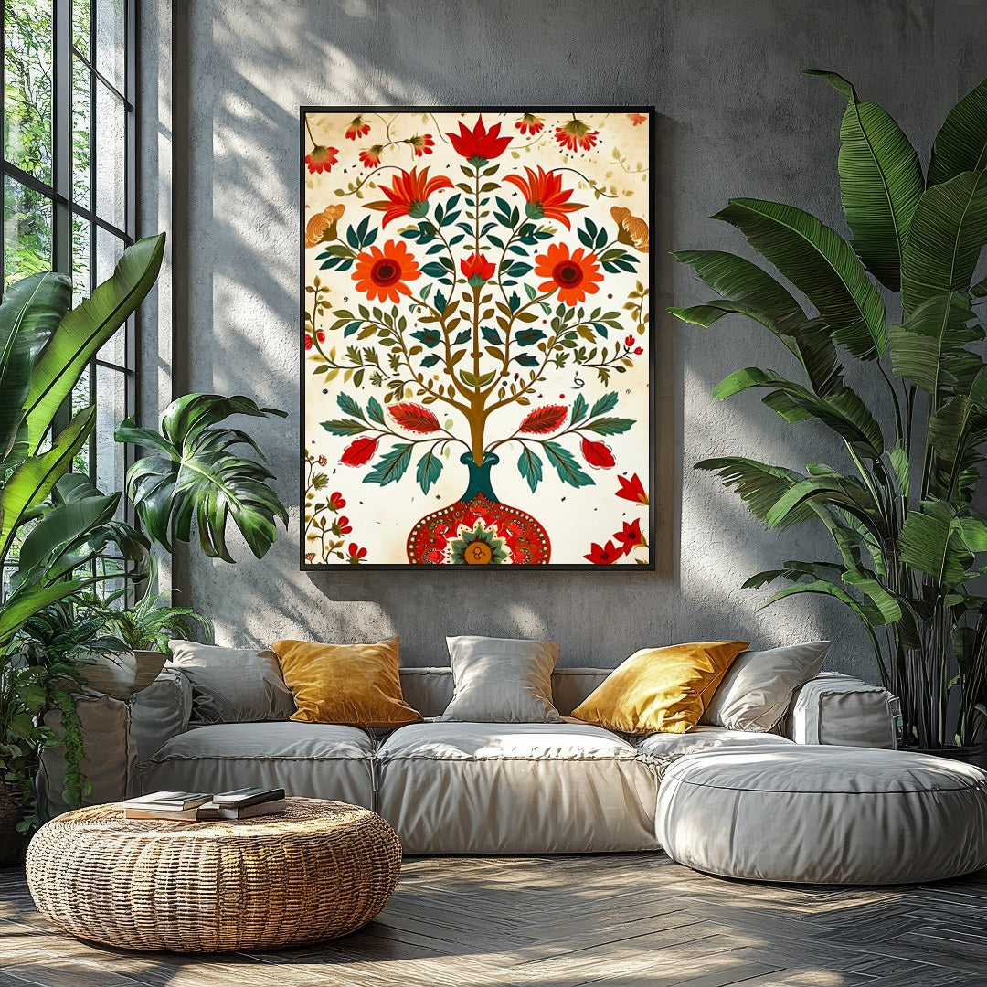 Elevate your living space with this vibrant depiction of flourishing flora in a harmonious dance of for Balcony