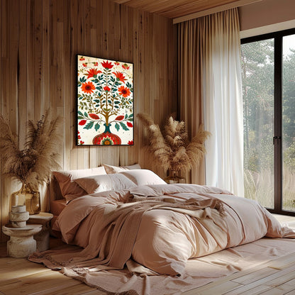 Elevate your living space with this vibrant depiction of flourishing flora in a harmonious dance of for Bedroom