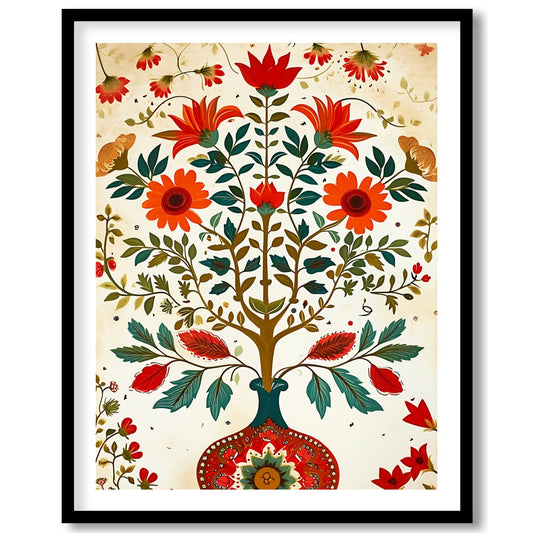 Elevate your living space with this vibrant depiction of flourishing flora in a harmonious dance of for dwelling