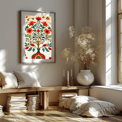 Elevate your living space with this vibrant depiction of flourishing flora in a harmonious dance of for house