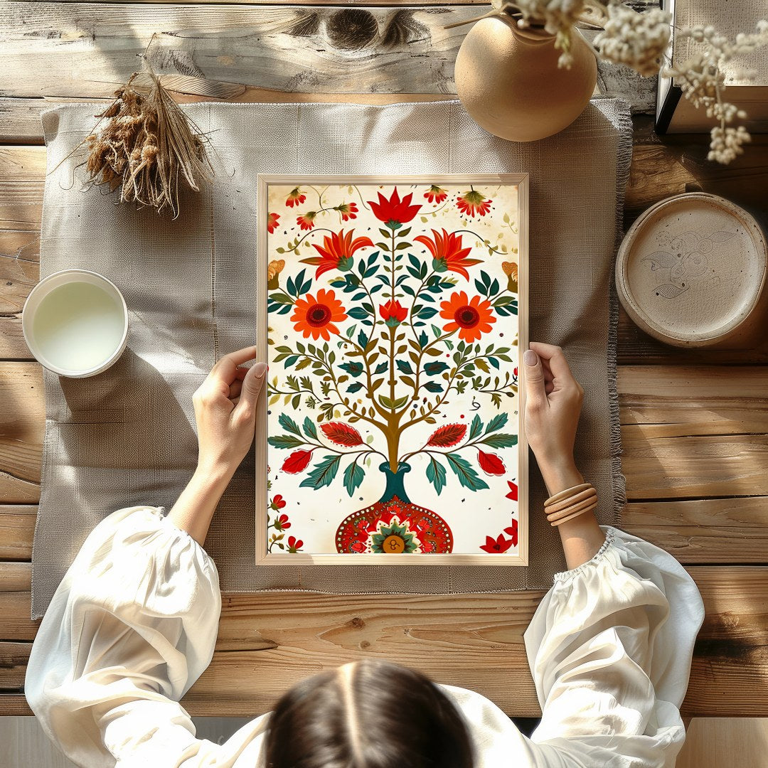 Elevate your living space with this vibrant depiction of flourishing flora in a harmonious dance of for Kitchen