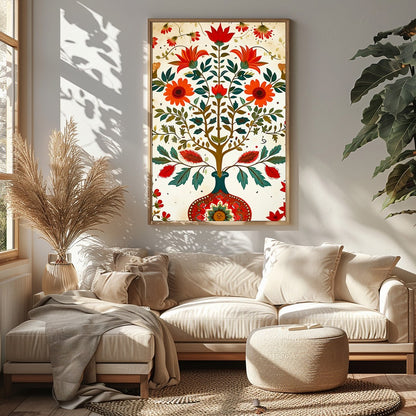 Elevate your living space with this vibrant depiction of flourishing flora in a harmonious dance of for Sitting Area