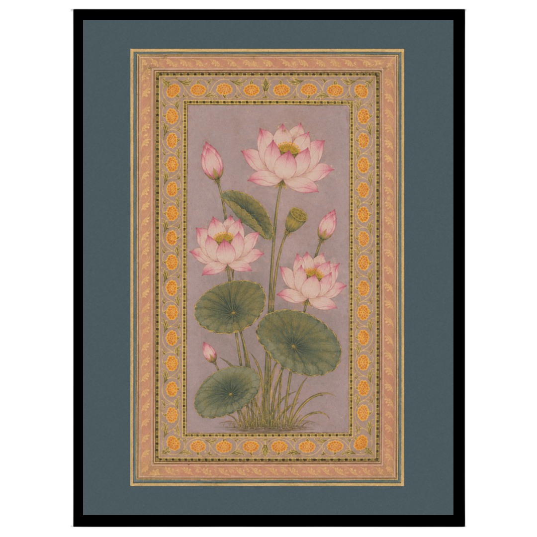 Immerse yourself in the delicate beauty of this Indo-Mughal botanical artwork, showcasing soft pink for studio