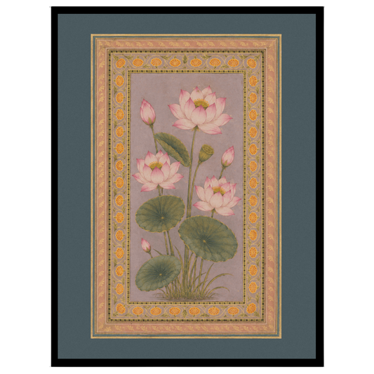 Immerse yourself in the delicate beauty of this Indo-Mughal botanical artwork, showcasing soft pink for studio
