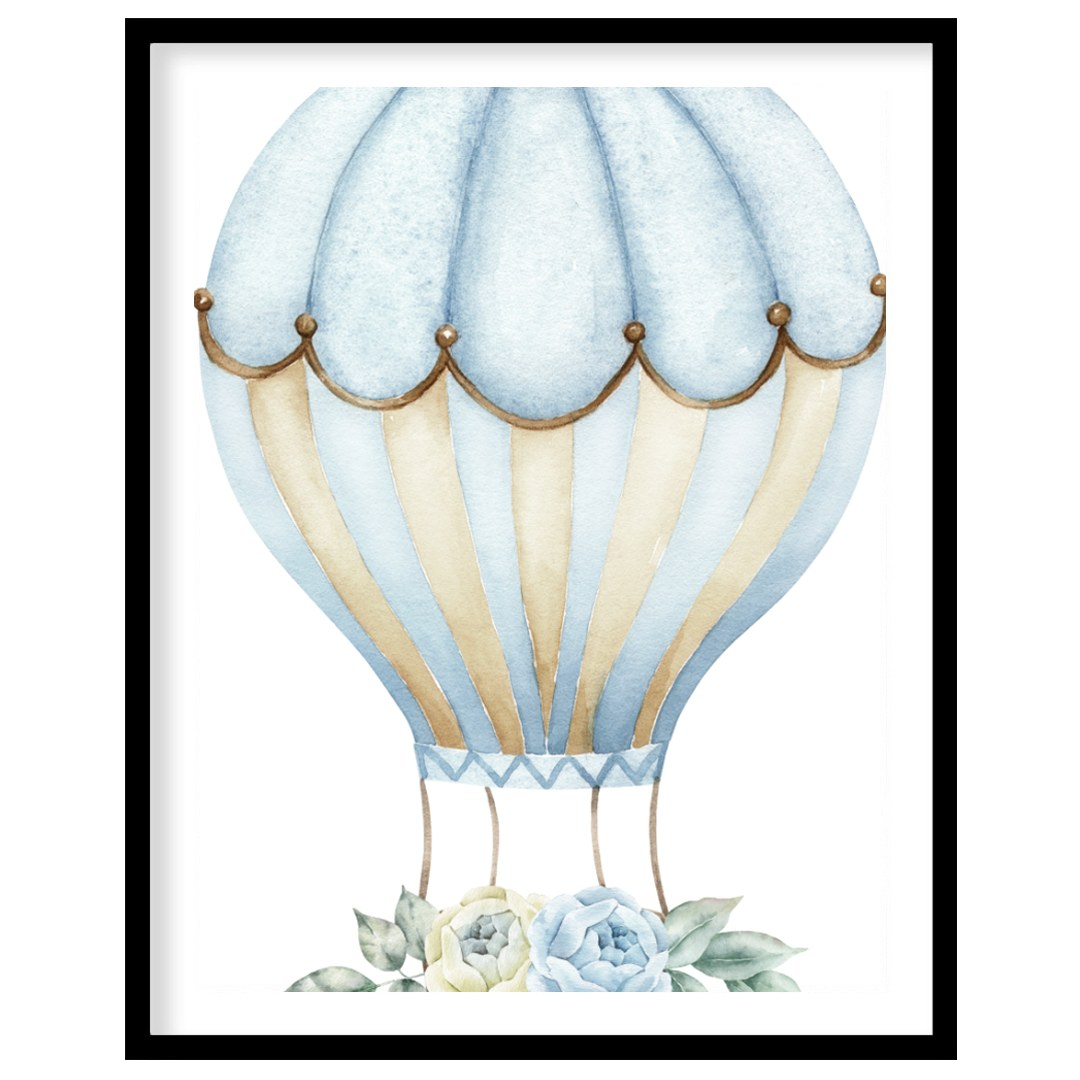 This charming artwork features a vintage-style hot air balloon delicately illustrated in soft beige… for home