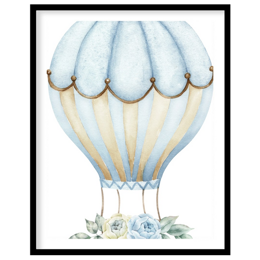 This charming artwork features a vintage-style hot air balloon delicately illustrated in soft beige… for home
