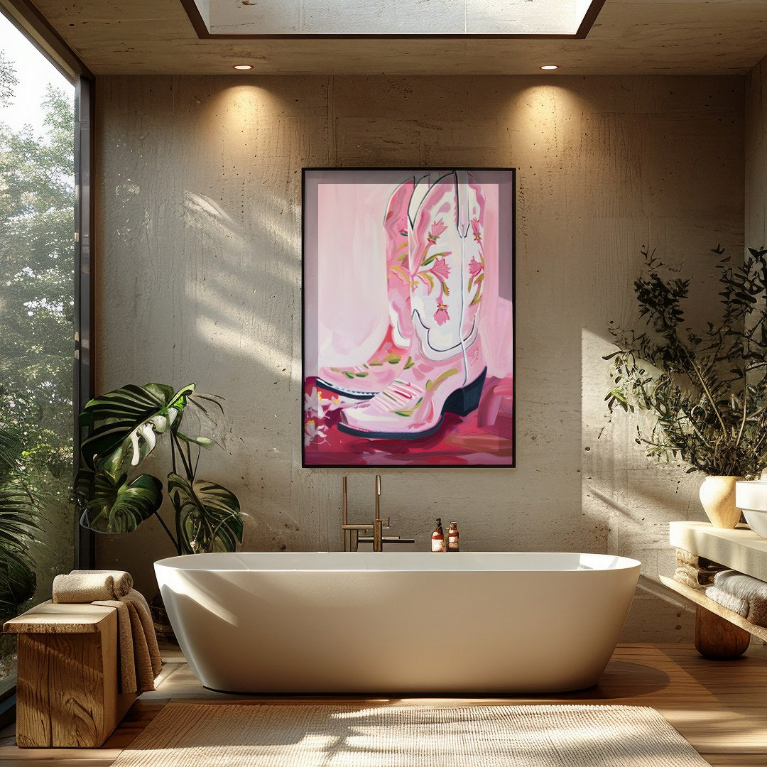 This vibrant artwork captures the spirit of the West with a modern twist, featuring elegantly for Bathroom