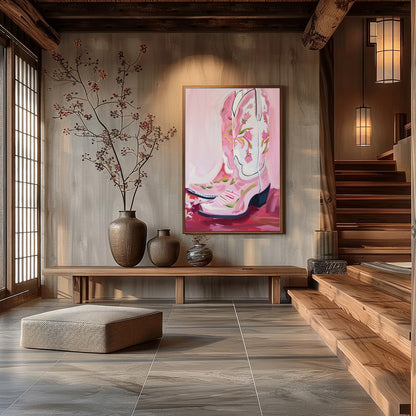 This vibrant artwork captures the spirit of the West with a modern twist, featuring elegantly for Hall