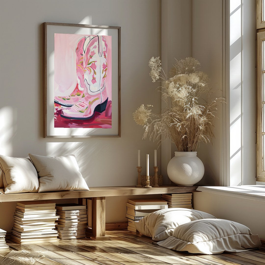 This vibrant artwork captures the spirit of the West with a modern twist, featuring elegantly for home
