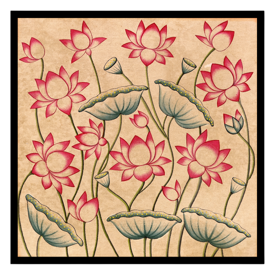 Immerse yourself in the serene beauty of 'Blossoming Lotus Reverie,' a captivating Pichwai artwork for lovely-house