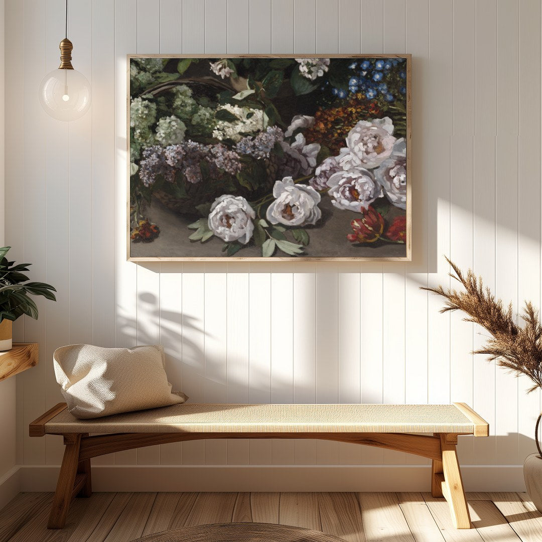 Immerse yourself in the timeless beauty of classic floral arrangements captured in this exquisite for Hallway