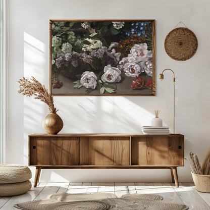 Immerse yourself in the timeless beauty of classic floral arrangements captured in this exquisite for Sitting Area