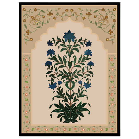 Immerse yourself in the intricate beauty of Mughal artistry with this exquisite floral art piece. for interior