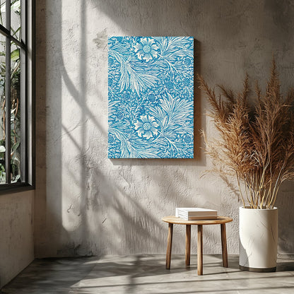 Enhance your living space with this captivating blue floral tapestry, featuring intricate white for Entrance