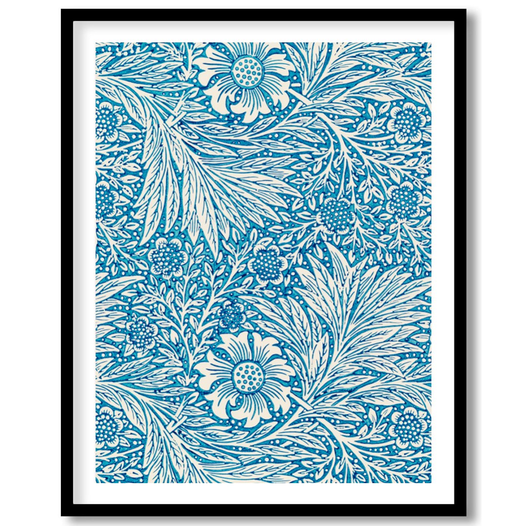 Enhance your living space with this captivating blue floral tapestry, featuring intricate white for residence